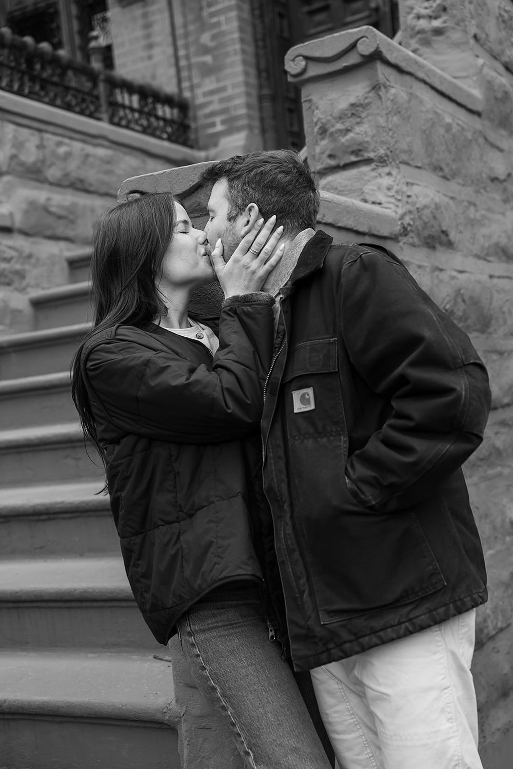Intentional Brooklyn, New York engagement session capturing soulful, effortless love with warm spring light, fun and quiet connection.