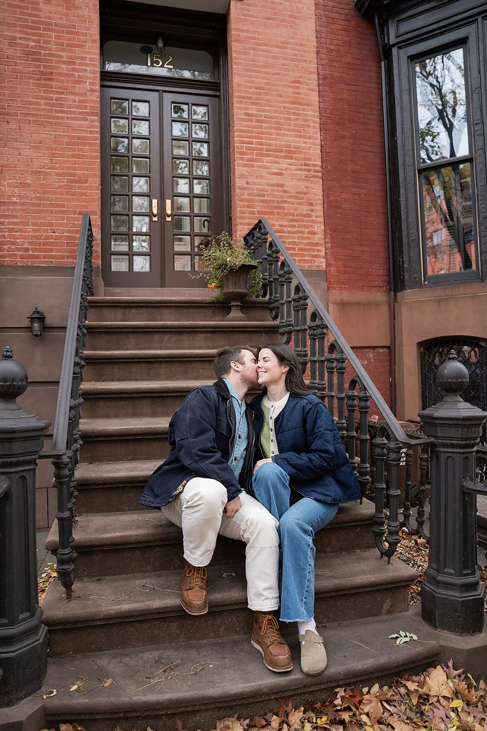 Intentional Brooklyn, New York engagement session capturing soulful, effortless love with warm spring light, fun and quiet connection.