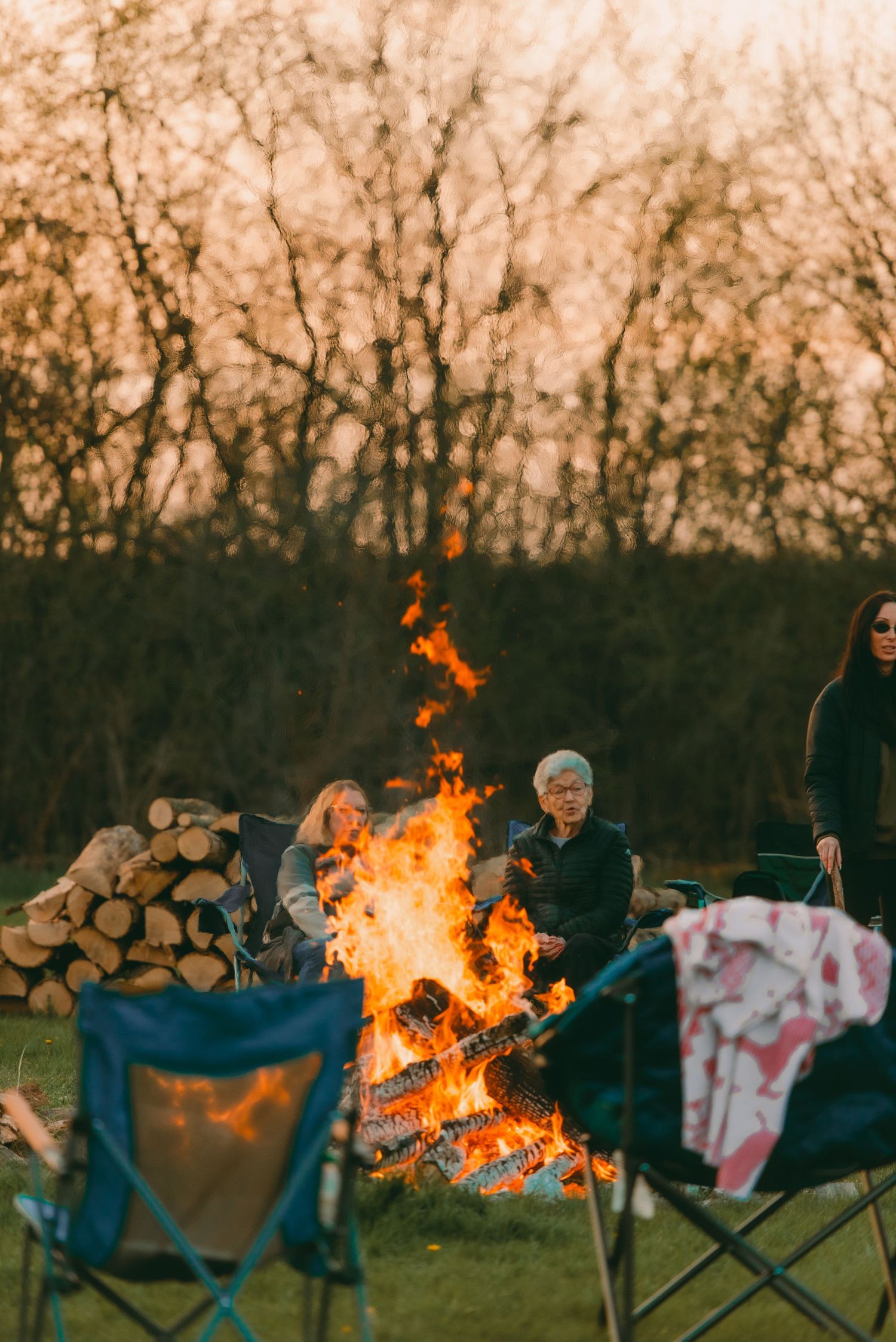 Campfire at sunset
