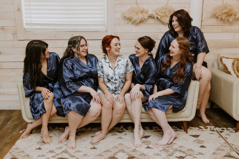 Bridal party photos wedding at Ever After Farms Stockyard Barn captured by Lindsay McDow Photography. Top Knot Artistry, DJ Last Call