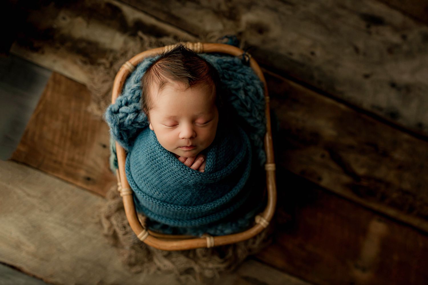 posed studio portrait of newborn baby by Fairbanks Newborn Photographer Applegum Photography
