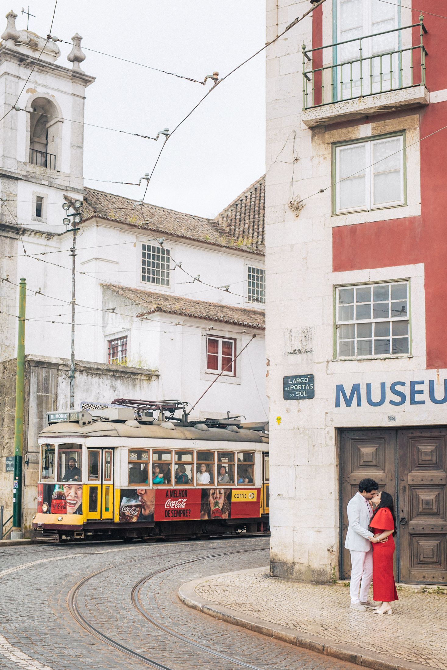 Couple from India celebrating their love in the heart of Lisbon, Portugal.