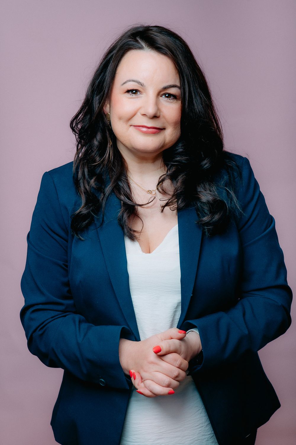 professional image, polished, and friendly—perfect for a corporate headshot or personal branding.
