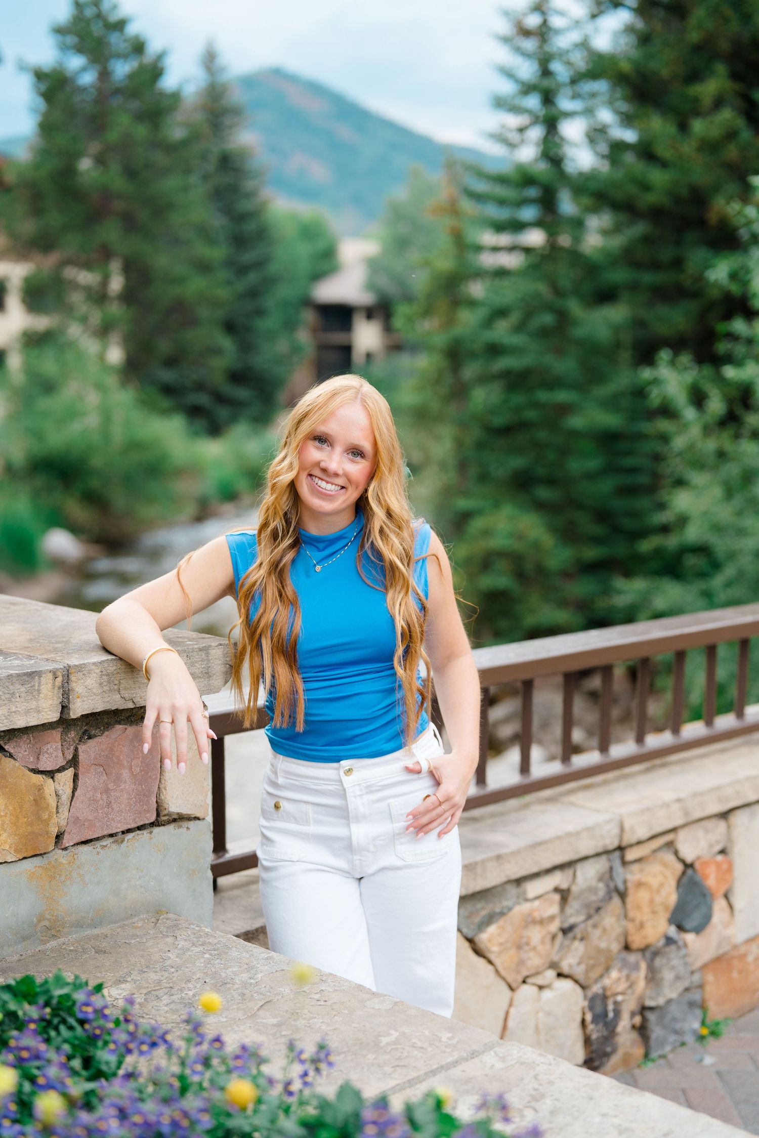 girl smiling and looking at camera for senior photos