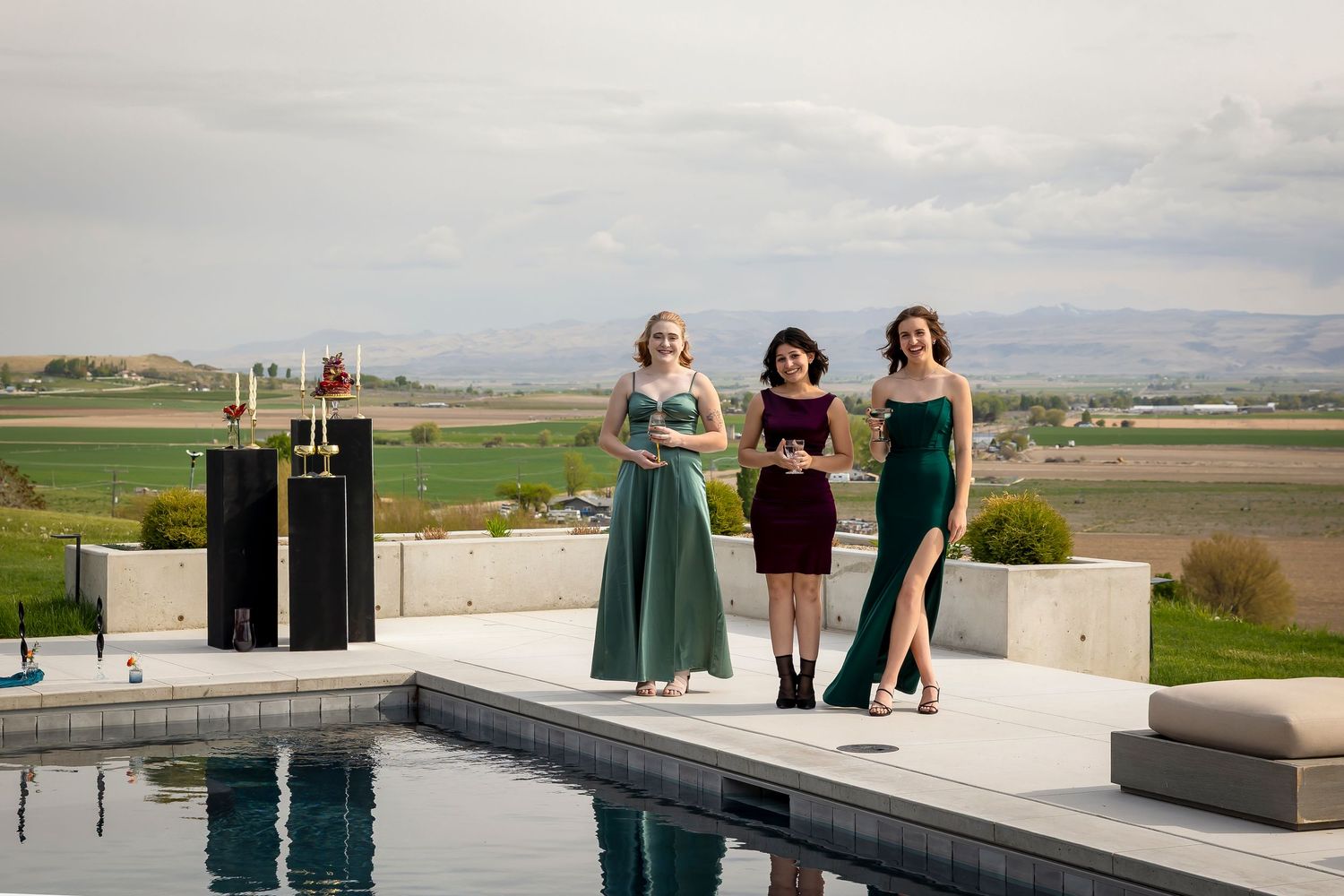 guests by pool at Garman Hill Wilder Idaho