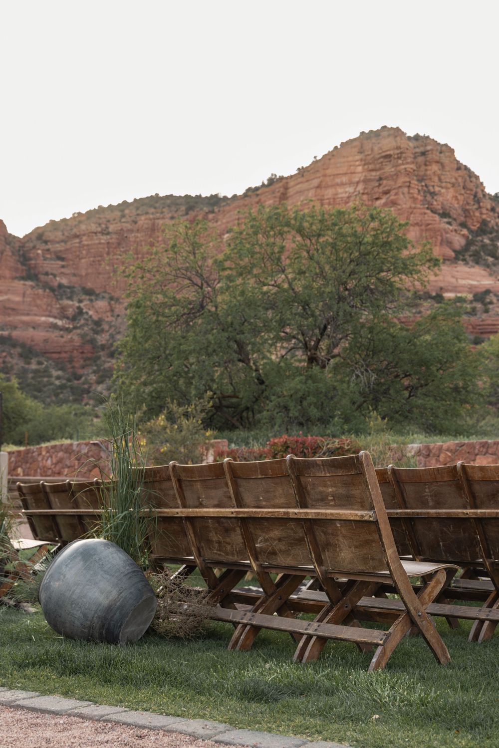 Wedding set up at Red Agave resort in Sedona, AZ.