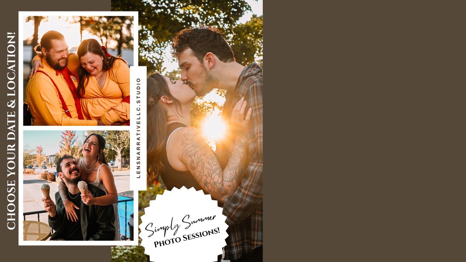 A Santa photo session advertisement showing a winter portrait and ornate holiday backdrop for December 13th photo sessions.