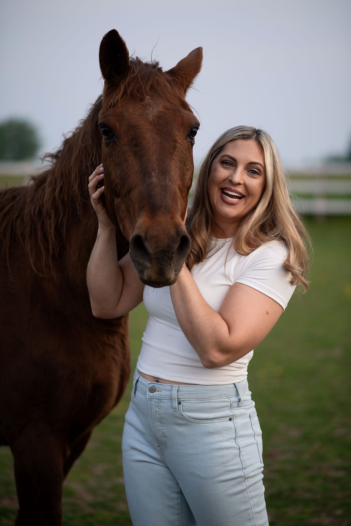 Timeless portrait photography on farm with female and her horse