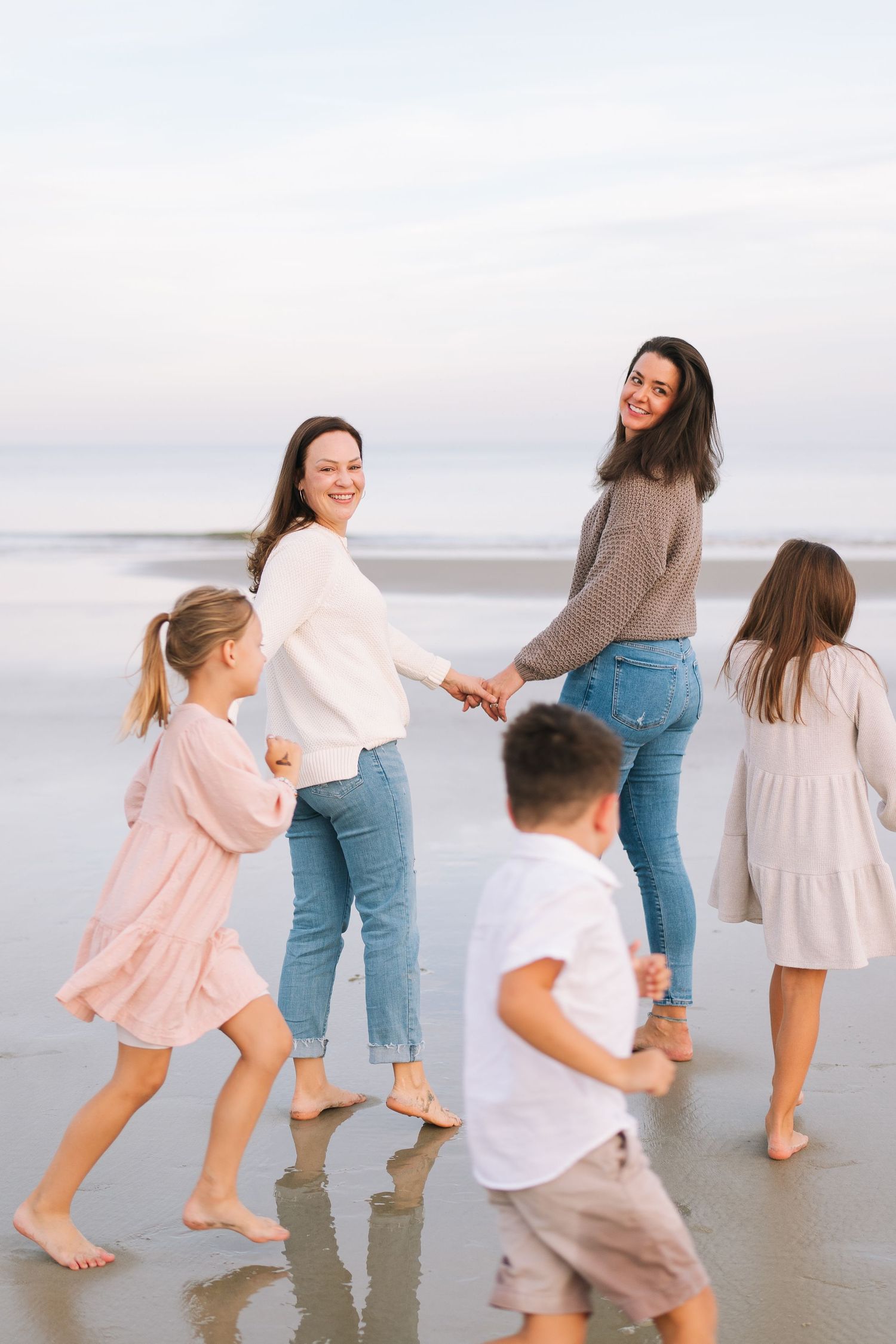 Candid family photo at the beach before going to the Jekyll Market’s Sweet Shop Named Sprinkles, to cool off with ice cream