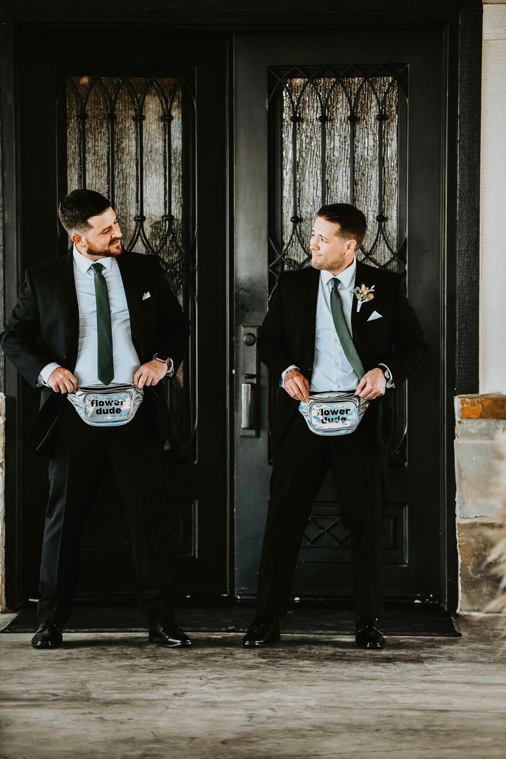 flower dudes dance down the aisle tossing petals