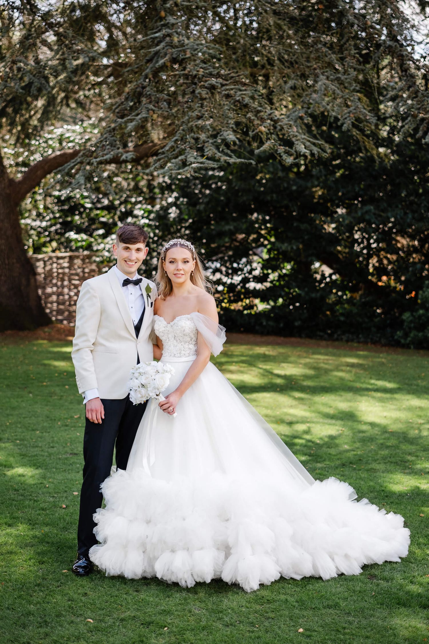 bride and groom posed photo at the orangery in kent wedding