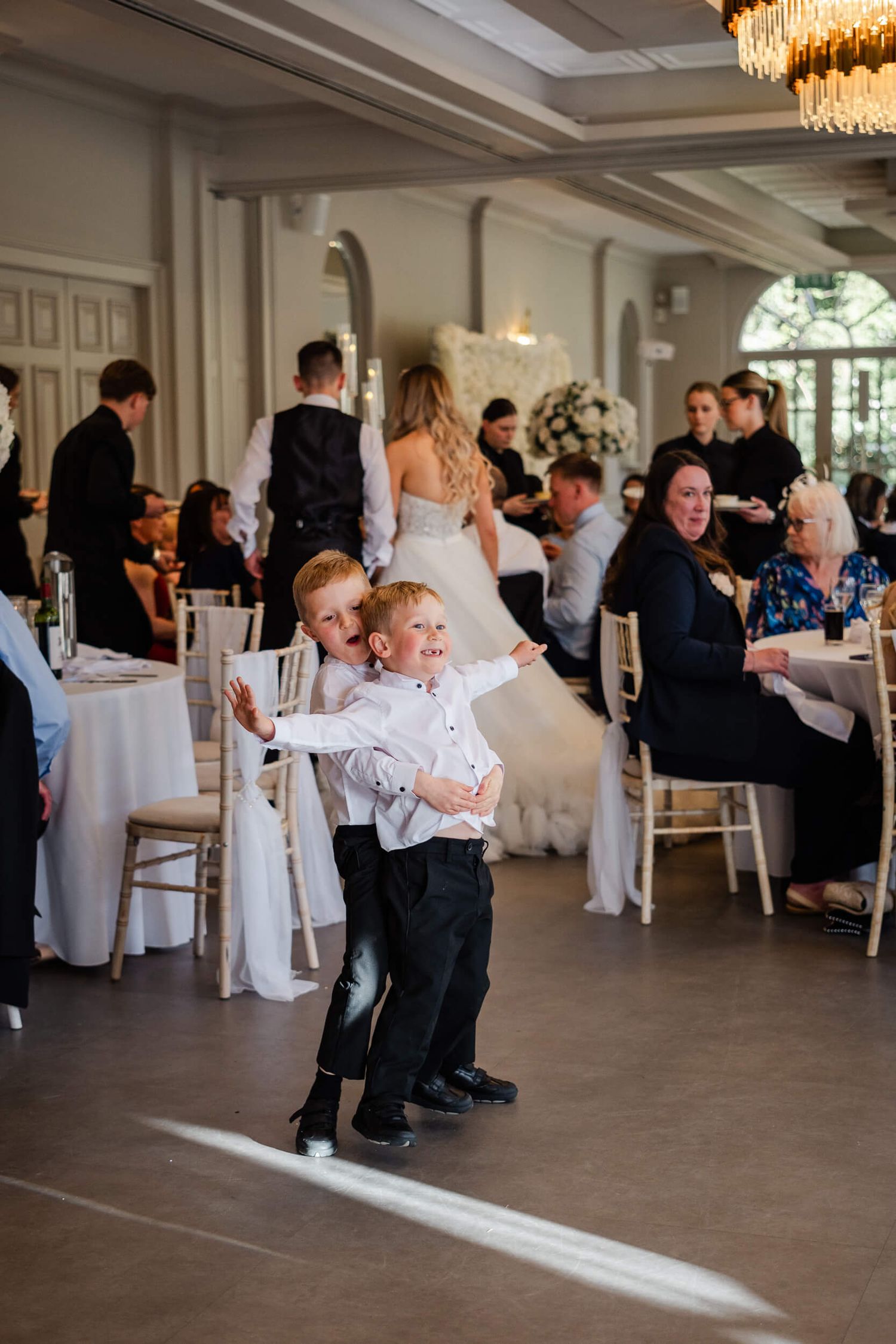 page boys playing at wedding