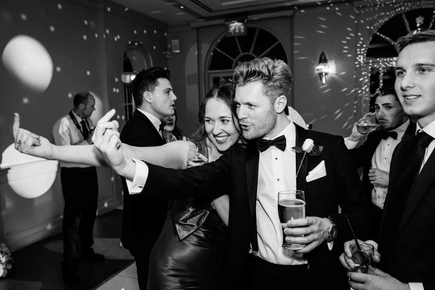 guests dancing at wedding in the orangery Kent