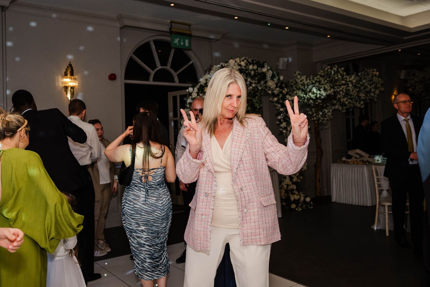 dancing guest at Kent wedding