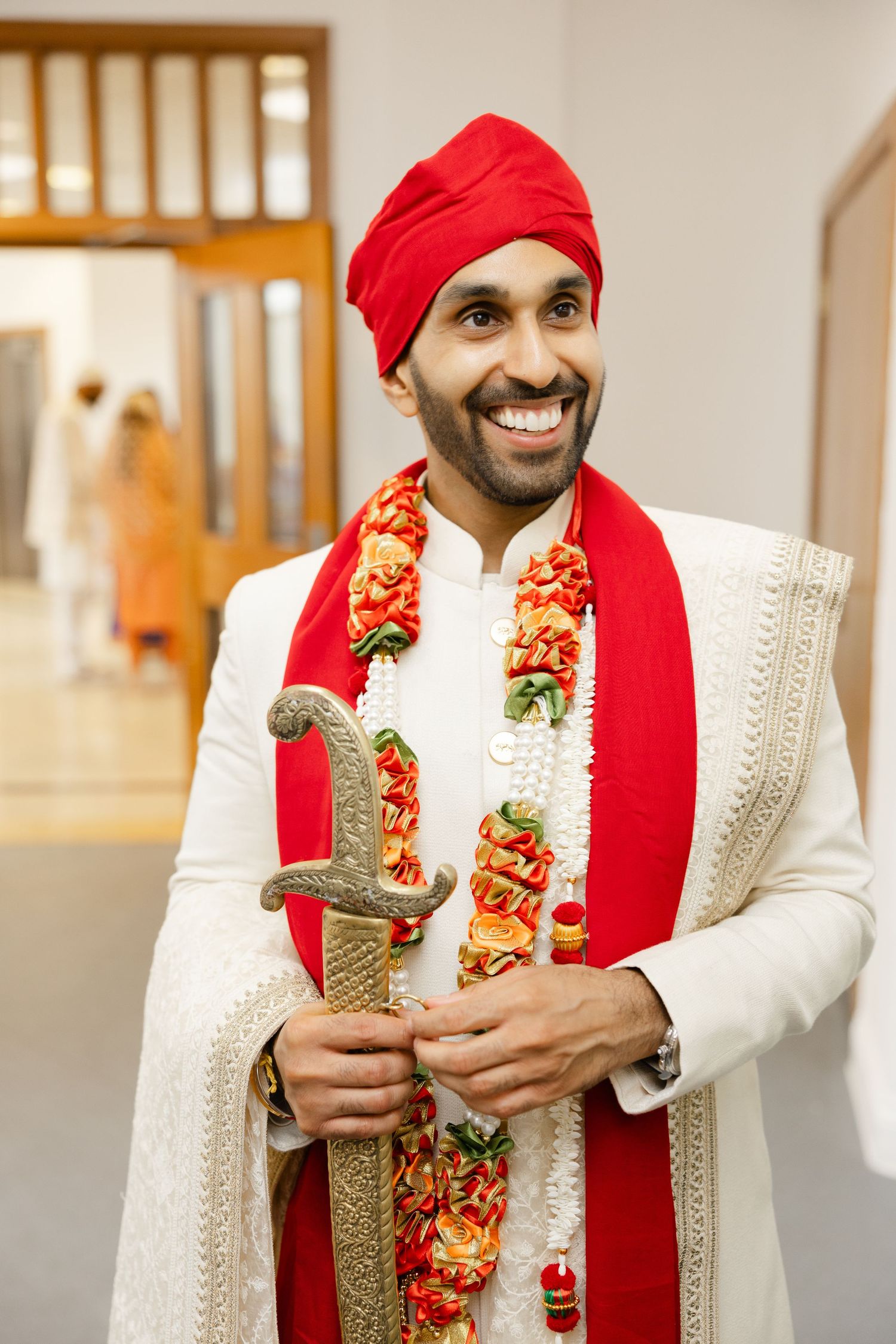 Happy Sikh groom in Hounslow Gurdwara
