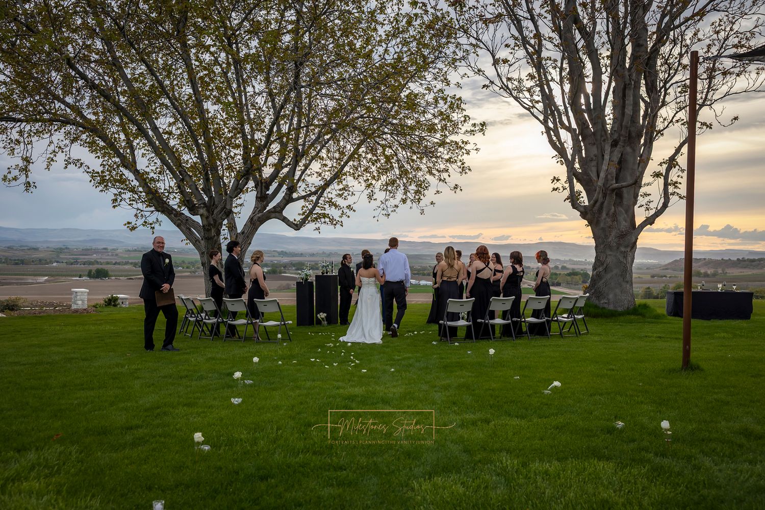 wedding ceremony Garman Hill with sunset