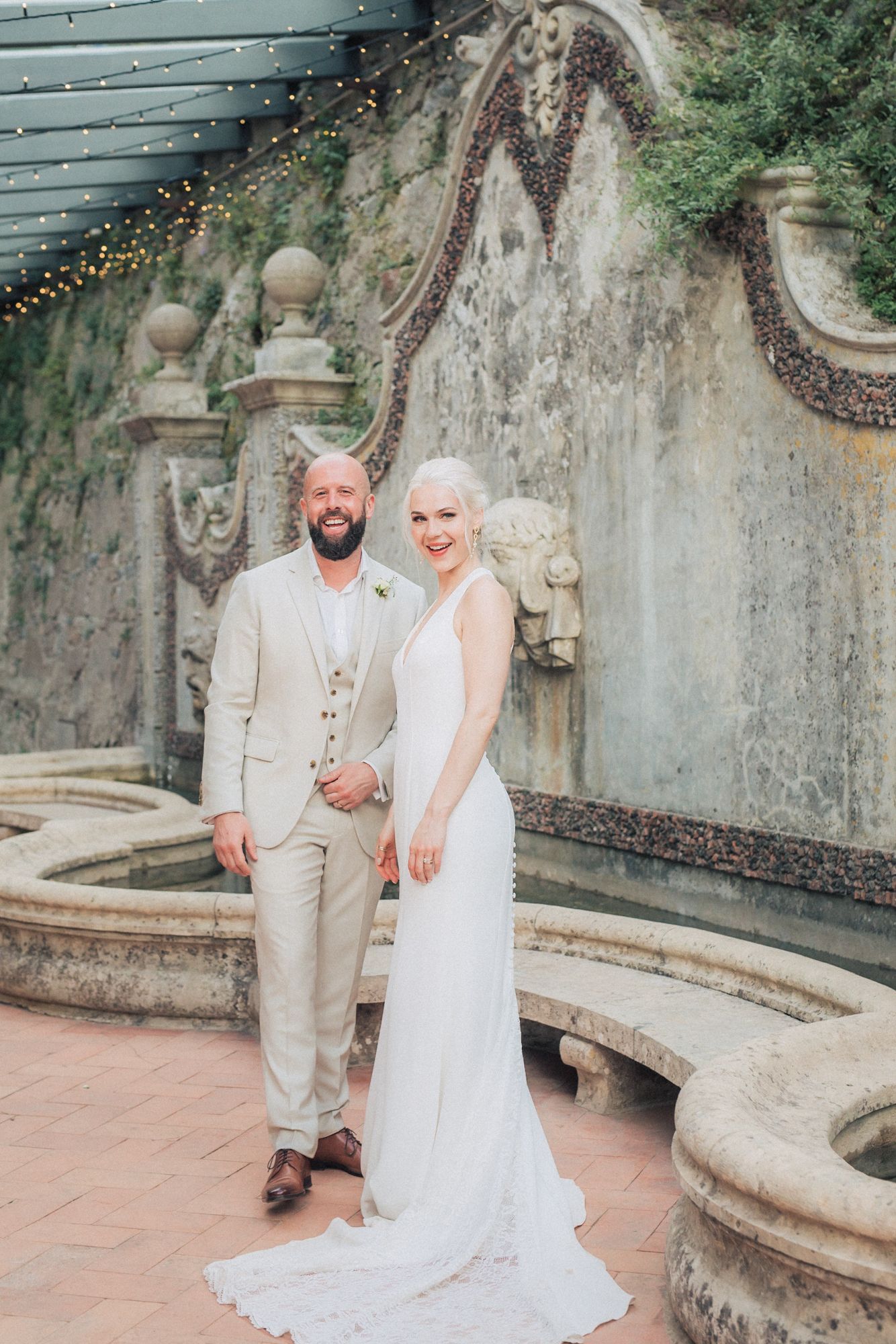 Bride & groom at Casa dos Penedos, a wedding venue from Penha Longa Catering. A romantic moment captured by a Portugal wedding photographer.