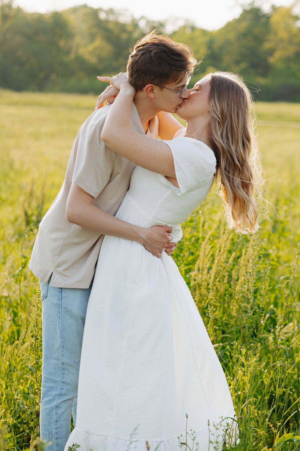 Grass field engagement session. Nashville, Tennessee Wedding Photographer