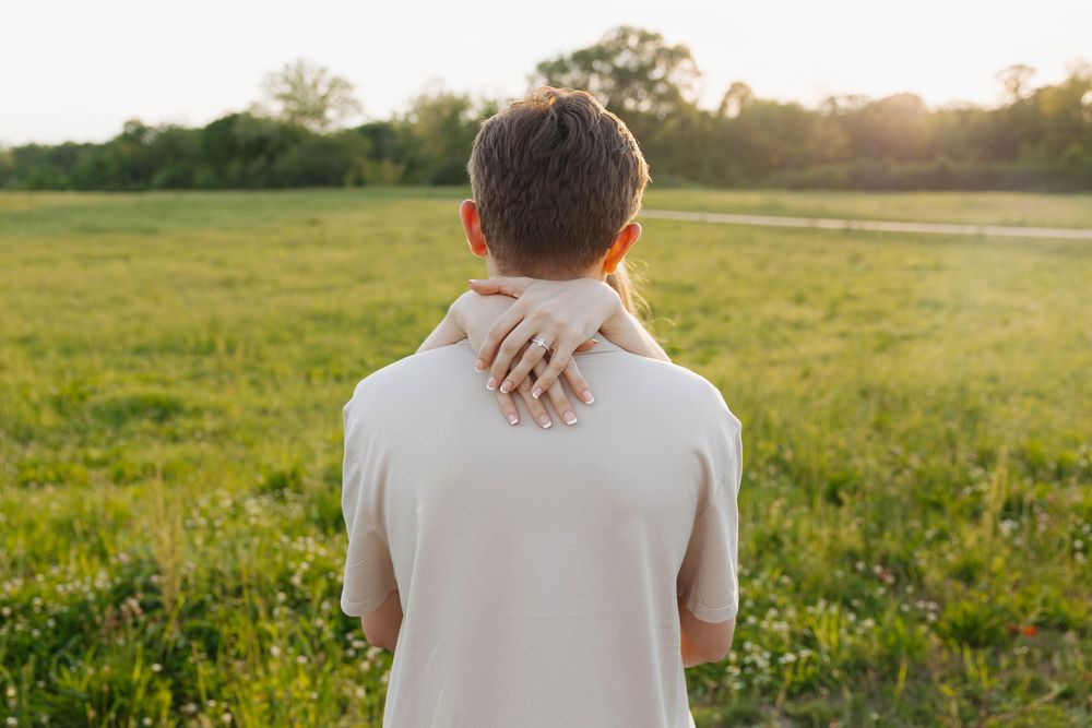 Grass field engagement session. Nashville, Tennessee Wedding Photographer