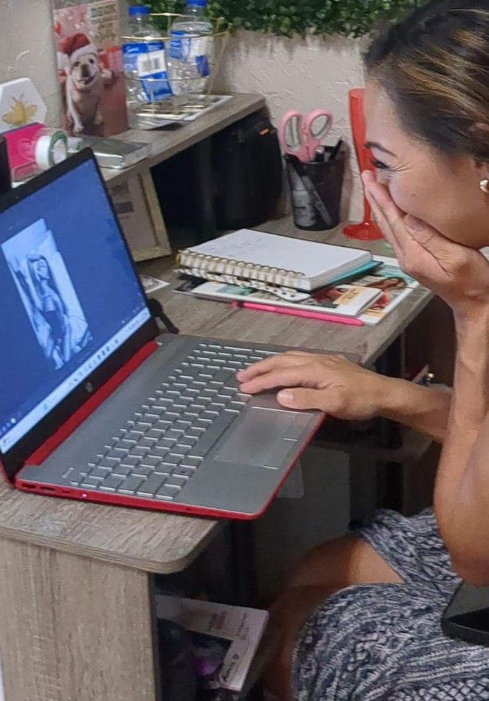 Client reacting during same-day image reveal | Real boudoir moments, Venice, FL