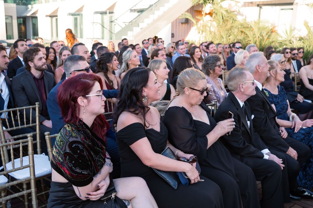 Ceremony arch at The Ray Hotel rooftop, photographed by Florida destination wedding photographers