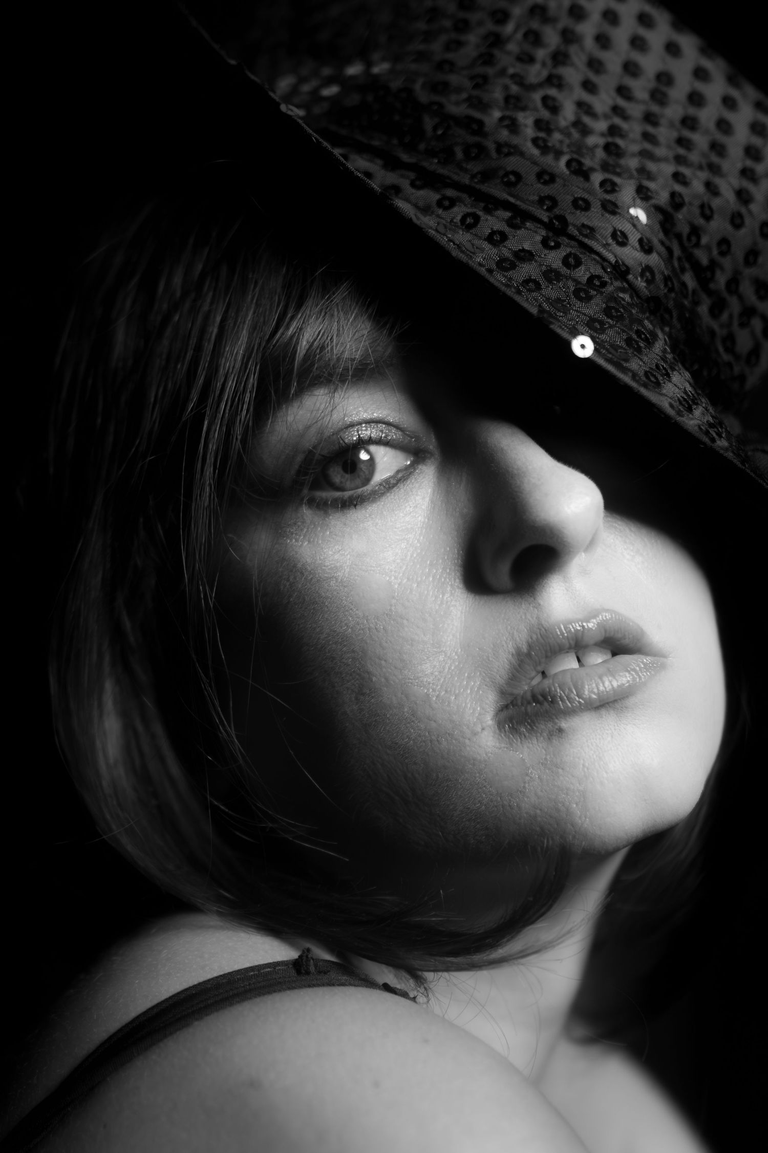 Expressive self-portrait in Fort Worth boudoir studio, honoring theatrical roots and personal transformation.