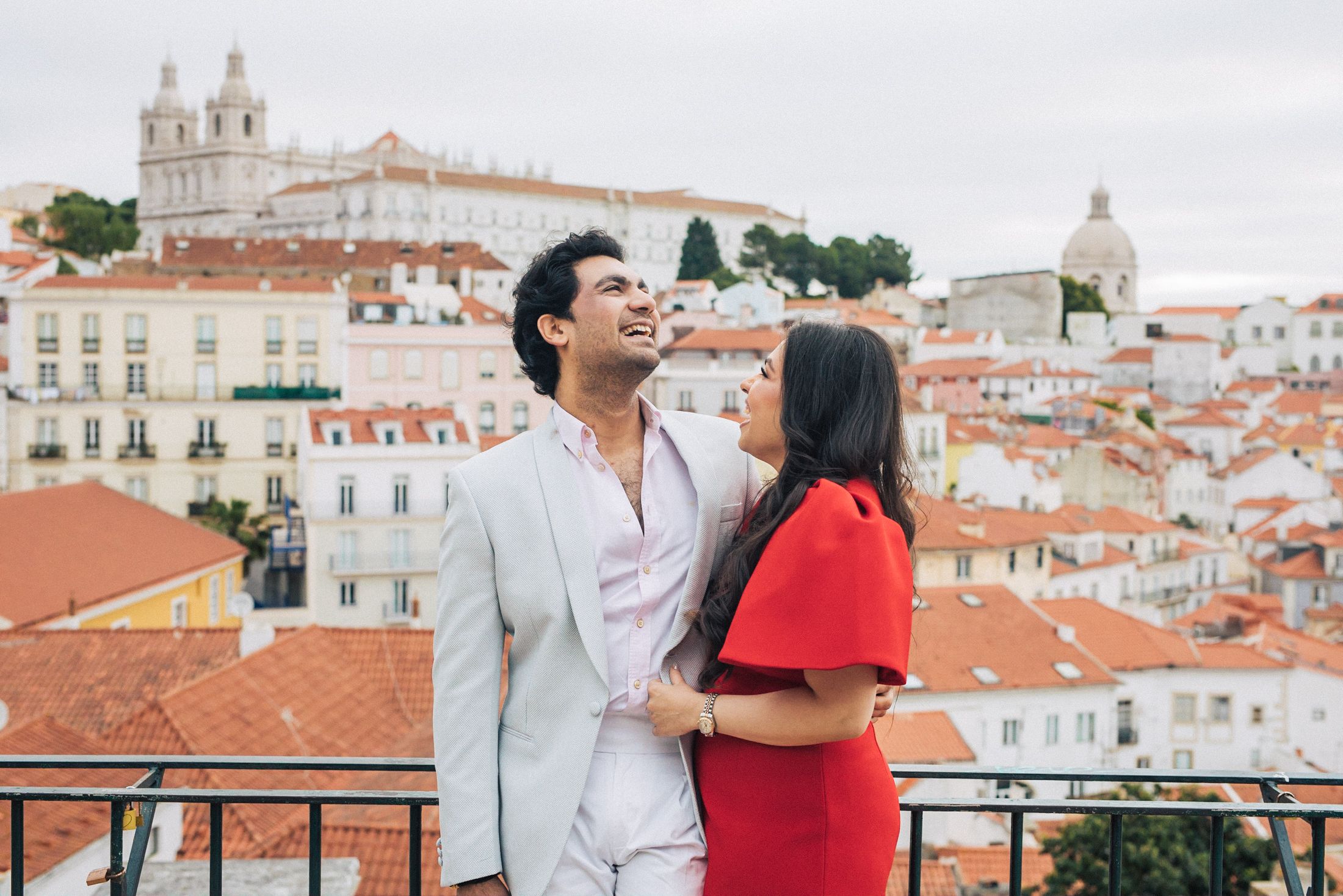 Destination engagement session in Portugal with a stylish Indian couple
