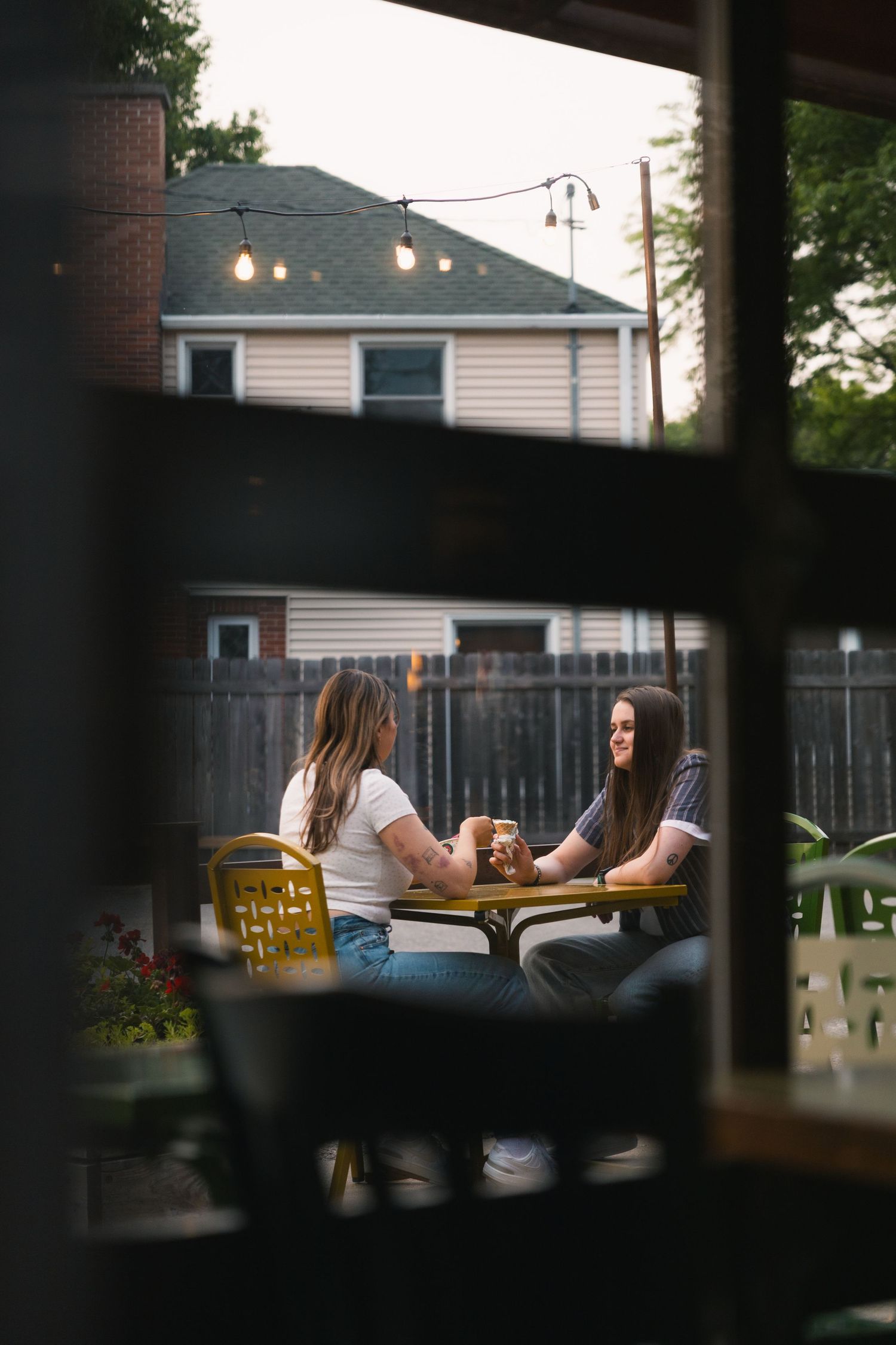 madison wi couples engagement photographer professional photos monroe street colectivo chocolate shoppe ice cream date night lgbtq verona