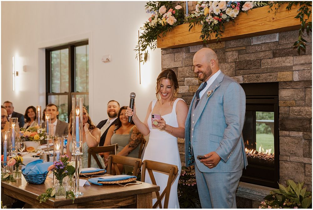 Bride and groom at their Hyla Brook Estate wedding reception