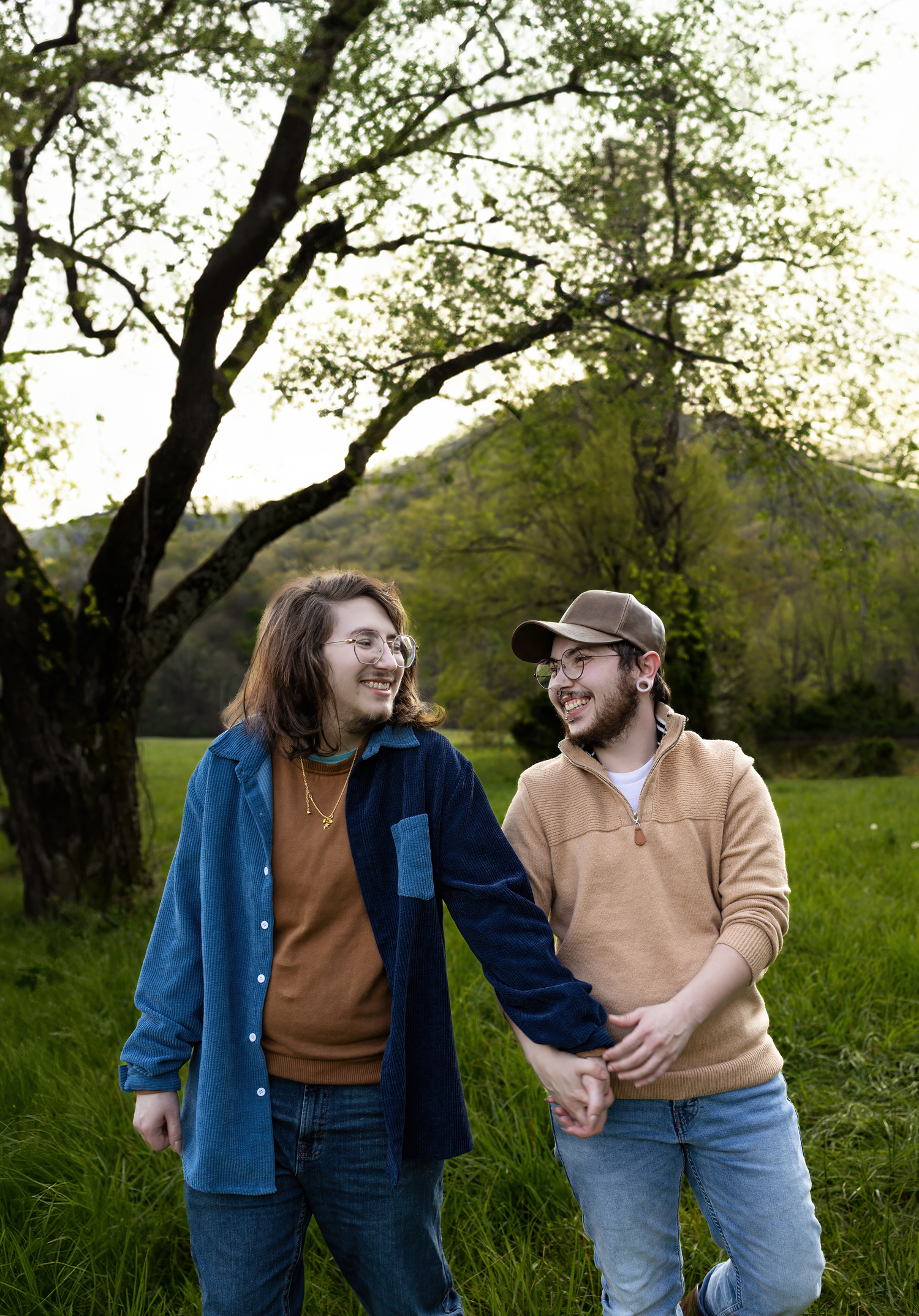 LGBTQ engagement photo shoot with natural mountain backdrop in Kentucky
