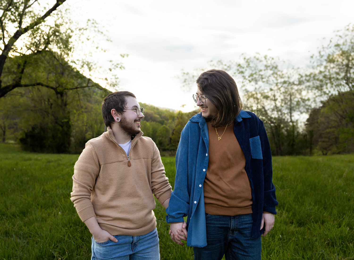 LGBTQ engagement photo shoot with natural mountain backdrop in Kentucky