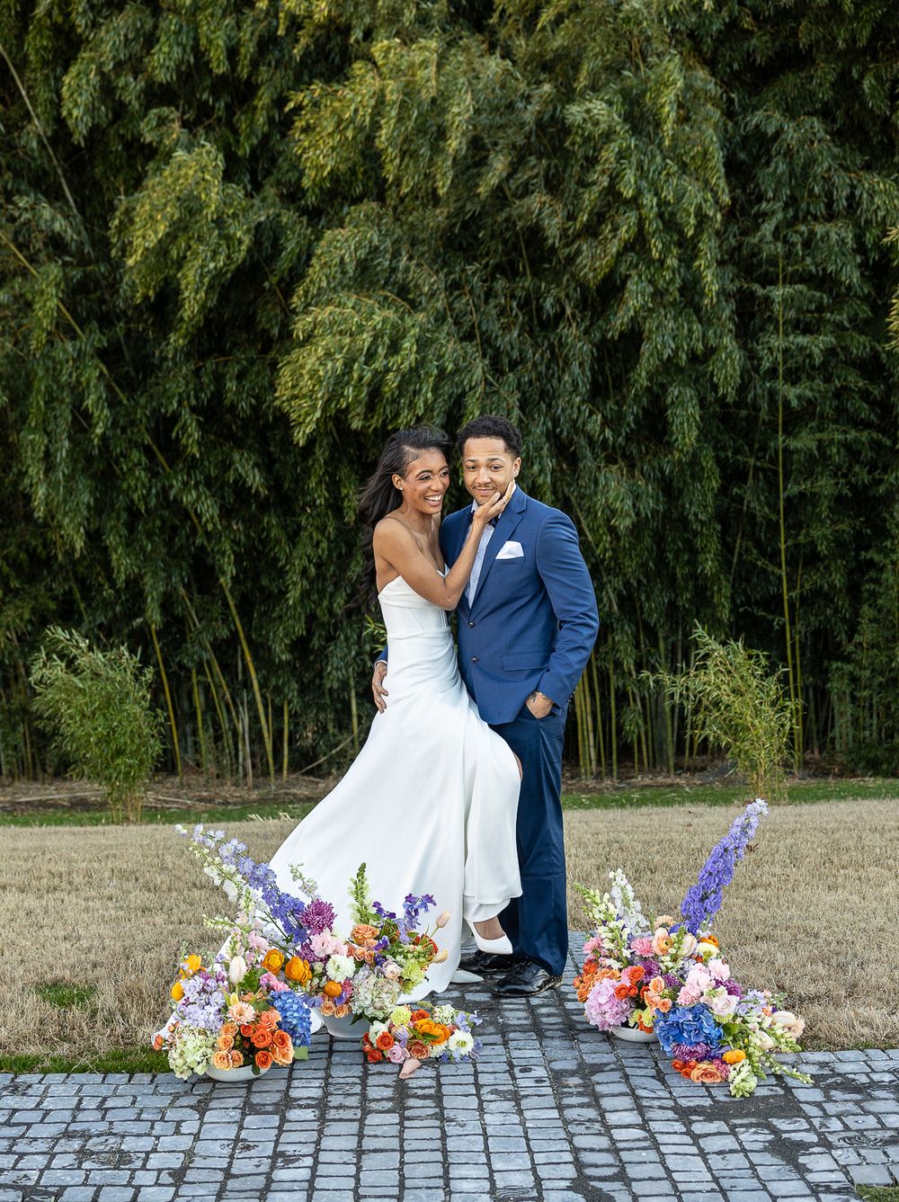 beautiful brides, black bride, black wedding, handsome groom, wedding photographer, ceremony, nc wedding photographer, couple poses, laughin
