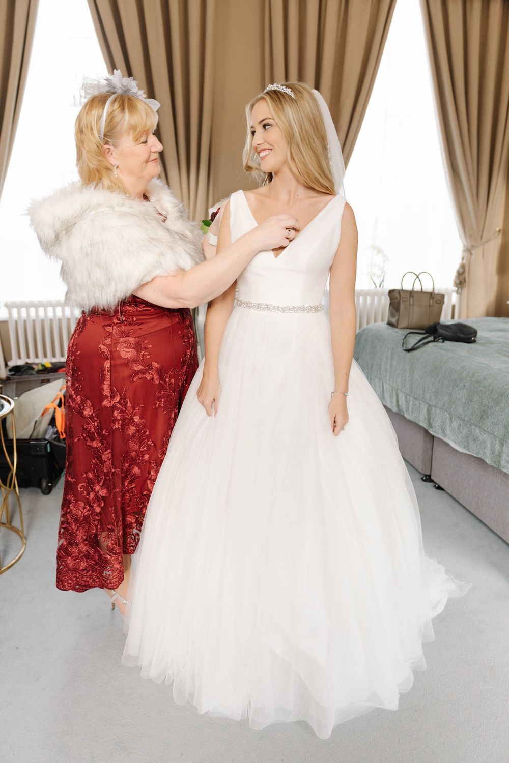 Mother and daughter Hawkstone Hall wedding photography
