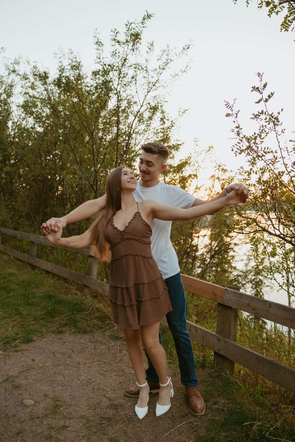 Gold hour engagement session