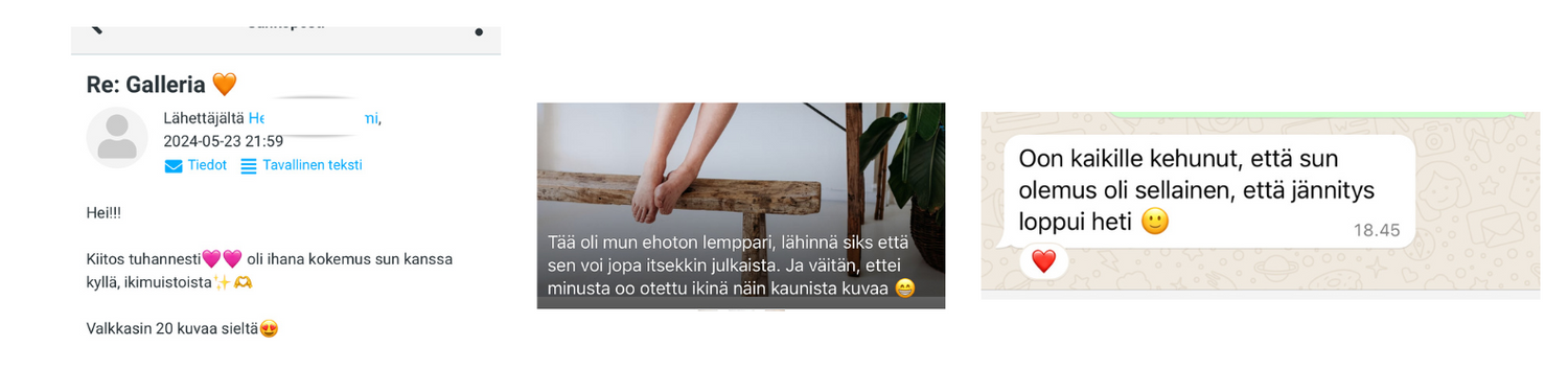 Valokuvaaja boudoirkuvaaja asiakaspalaute