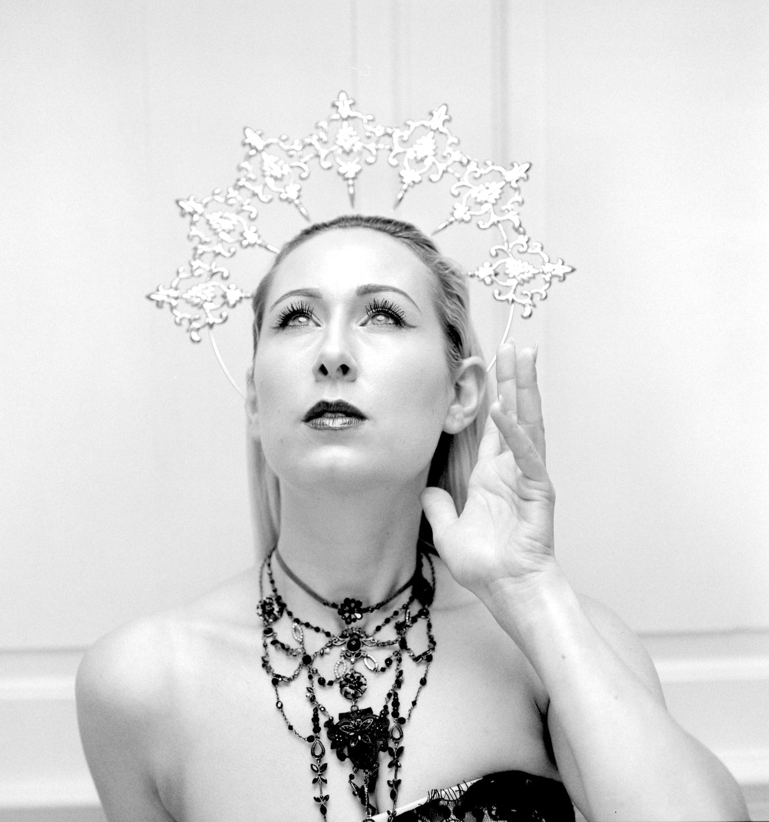 Black and white photograph of UK model Han Rose during Shoot 3 of Project Vampirique #projectvampirique