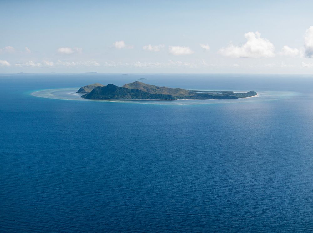 A stunning view of the blue ocean near Amanpulo island in Palawan, Philippines.