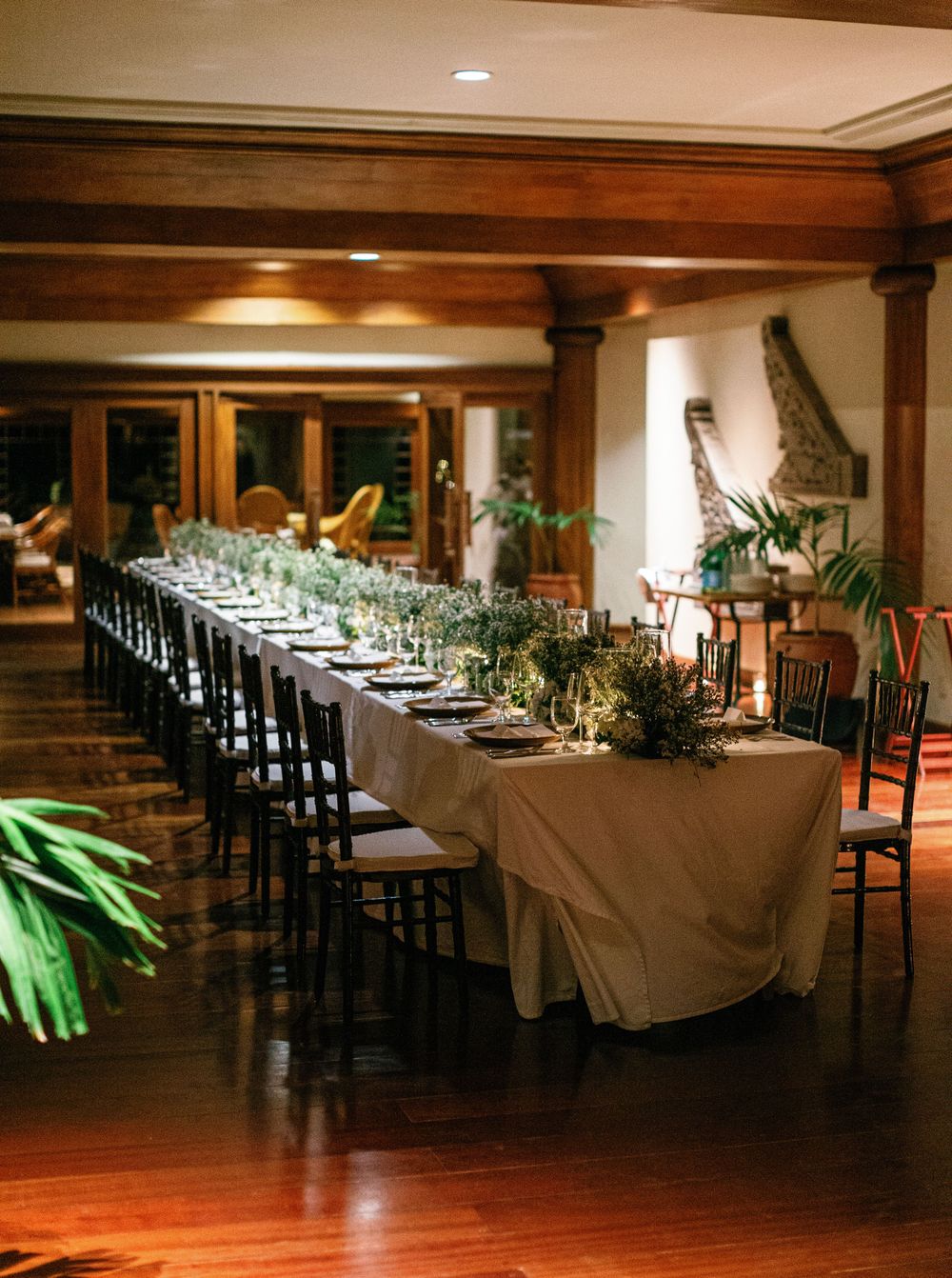 Wedding reception at luxurious Aman resort in Amanpulo, Philippines.