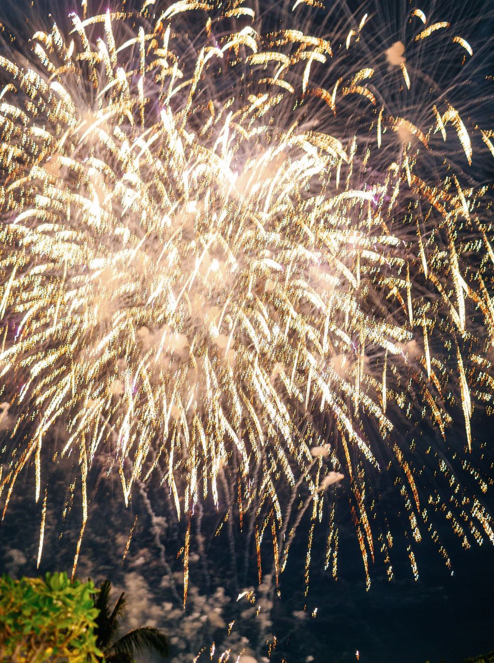 Wedding fireworks lighting up the night sky at Aman resort in Amanpulo, Philippines.