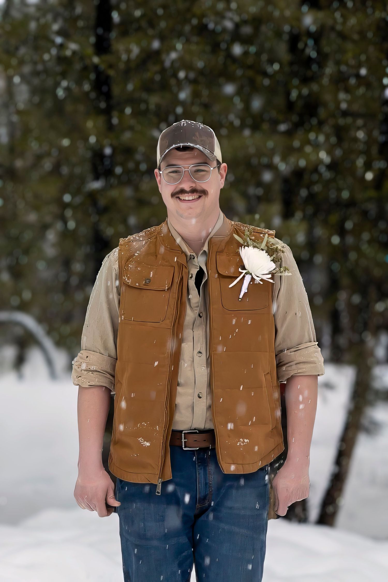 Groom winter wedding
