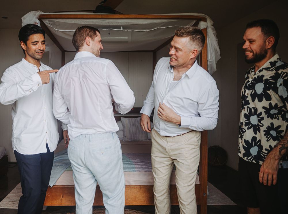 Groom prep - Destination wedding at Cosmos Villa in Soufriere, St Lucia