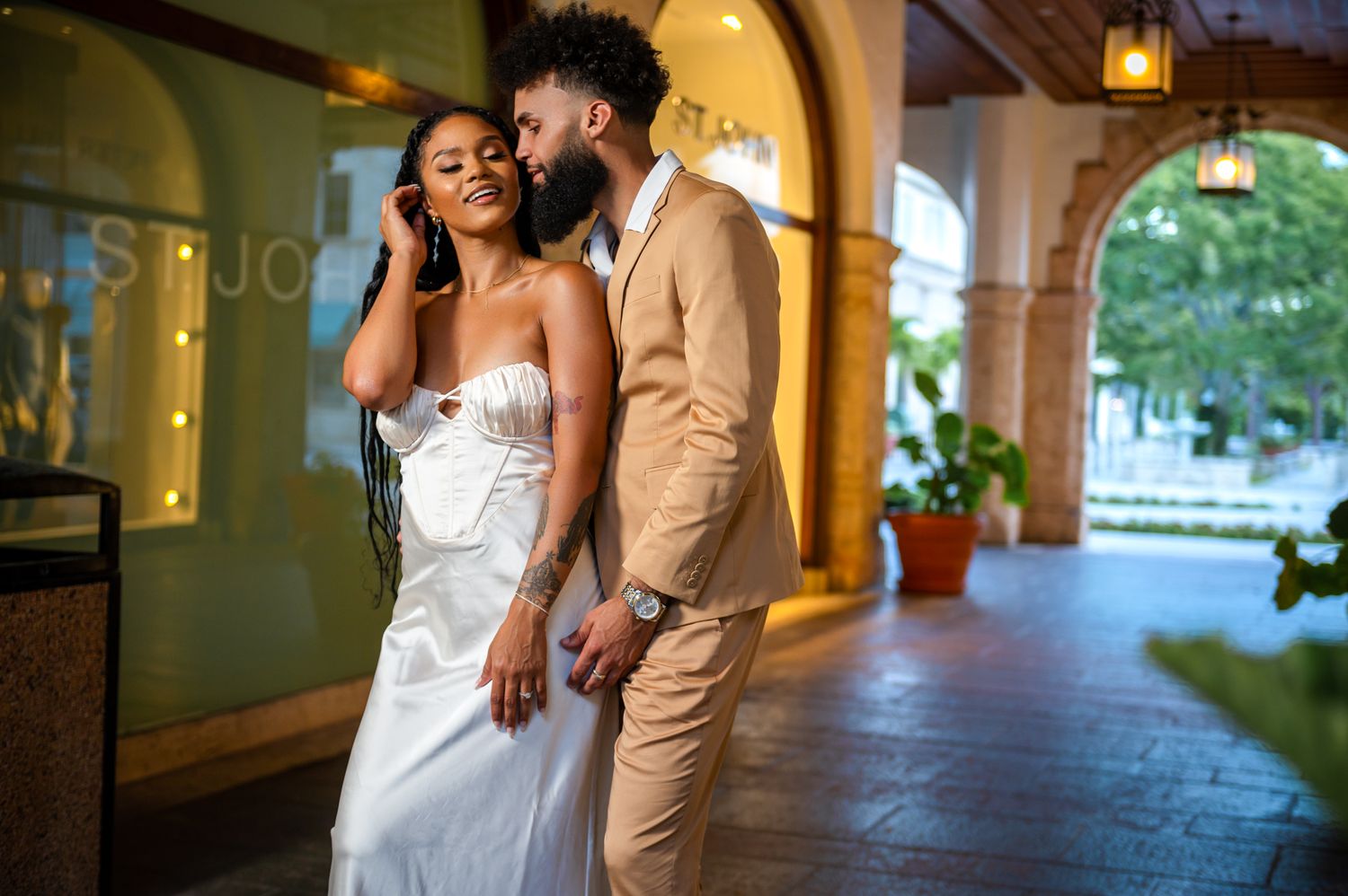 A beautiful image of a gorgeous couple during their South Florida engagement session at a great engagement session location in Palm Beach.