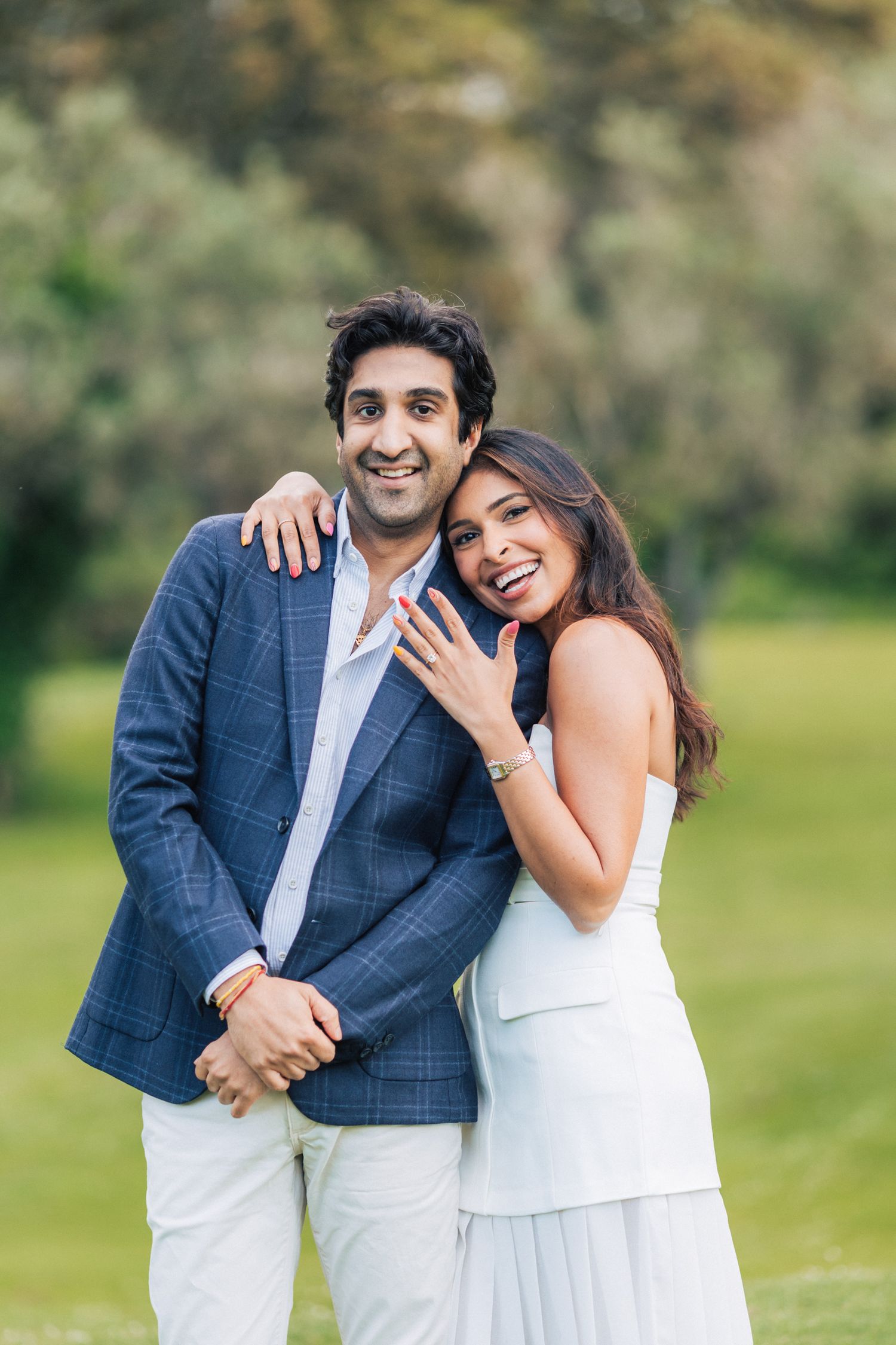 Romantic engagement photo-shoot in Sintra, Portugal, with an Indian couple exploring Penha Longa. By a destination wedding Photographer