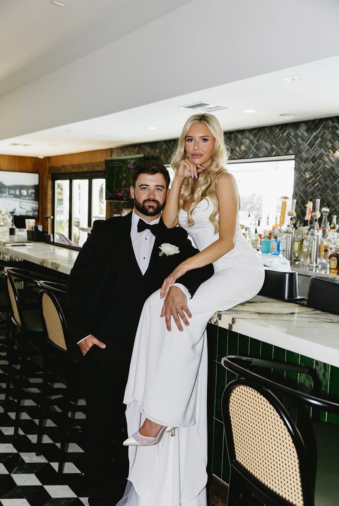 modern and minimal wedding bride and groom Elvis inspired wedding