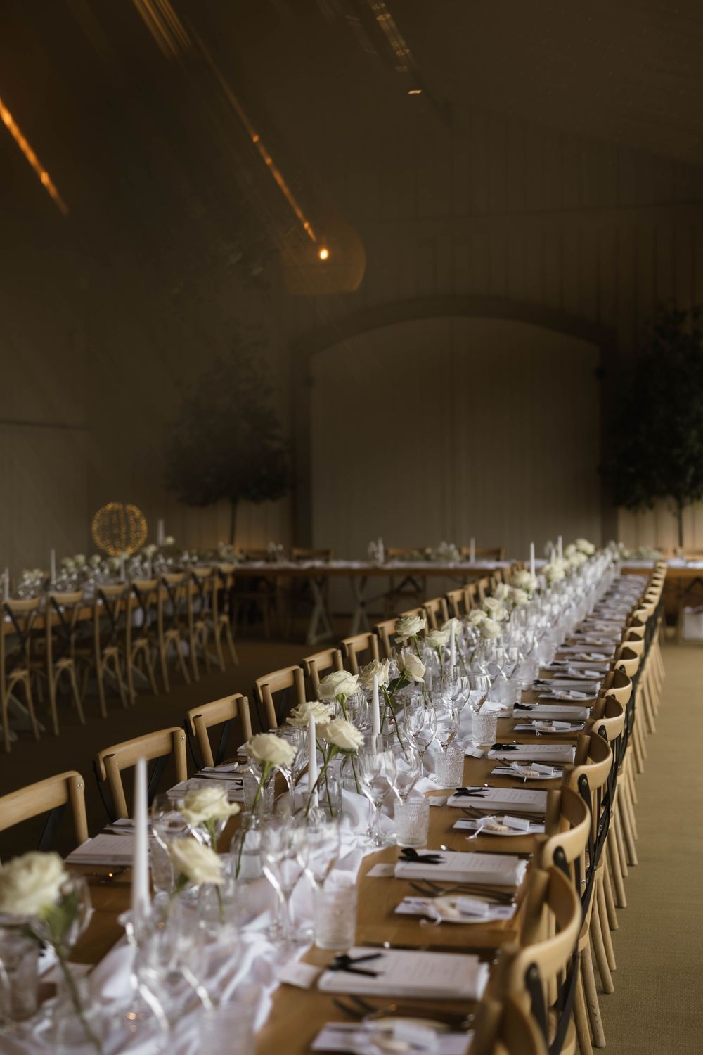 wedding breakfast room at Primrose Hill farm Wedding- Photo by Primrose Hill Farm Wedding Photographer, Olivia J Morgan Photography