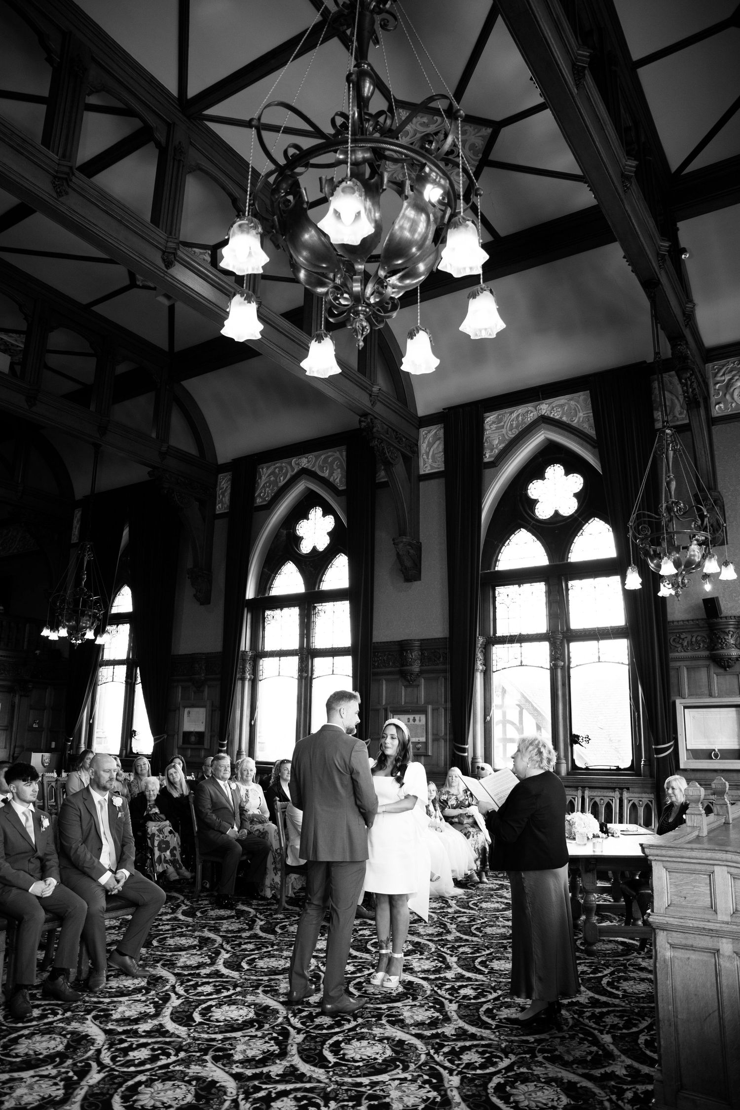 Bride and Groom at Chester Town Hall, Council Chamber, registry office wedding