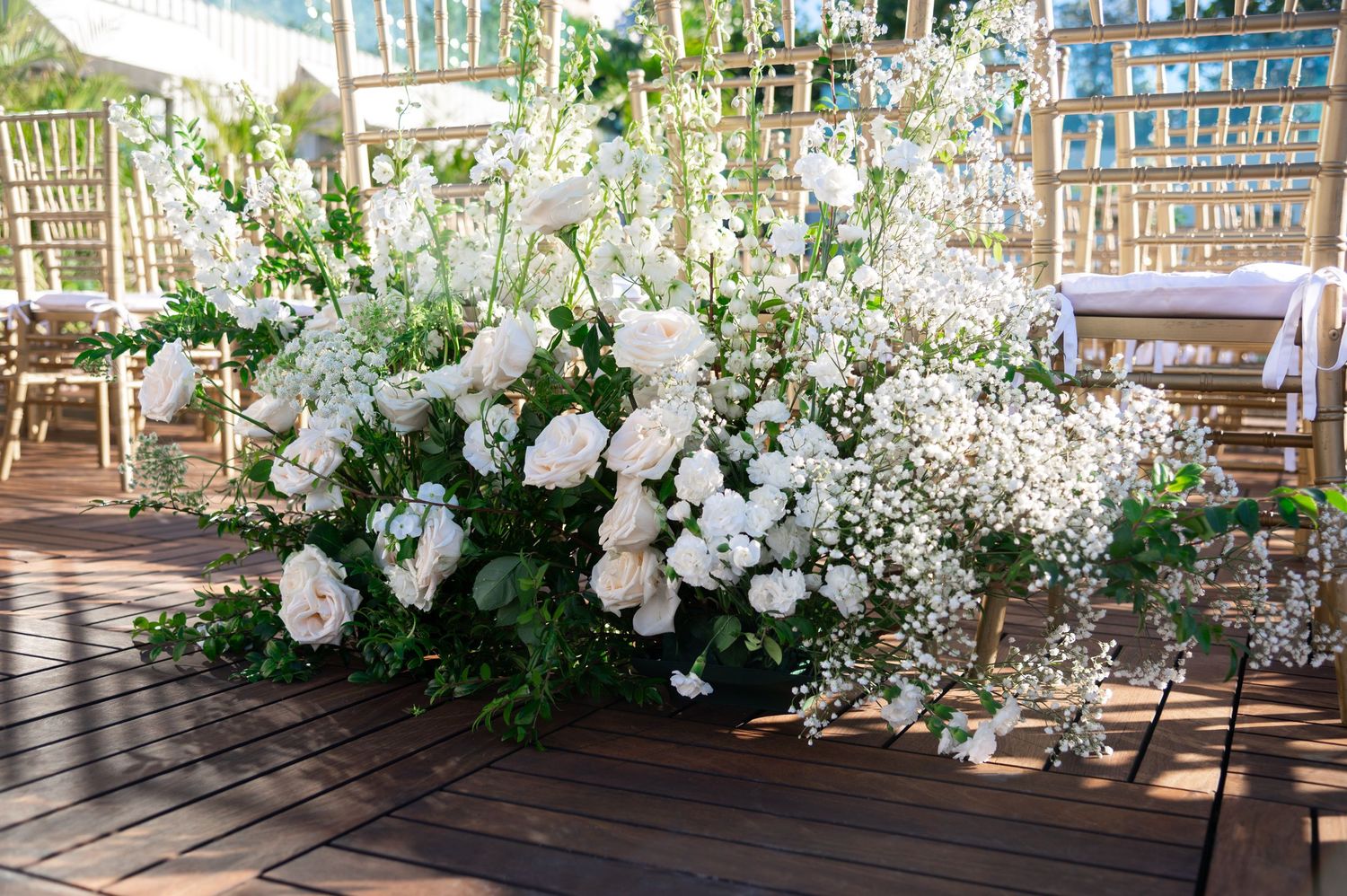 Rooftop wedding reception details at The Ray Hotel by wedding photographers in Florida