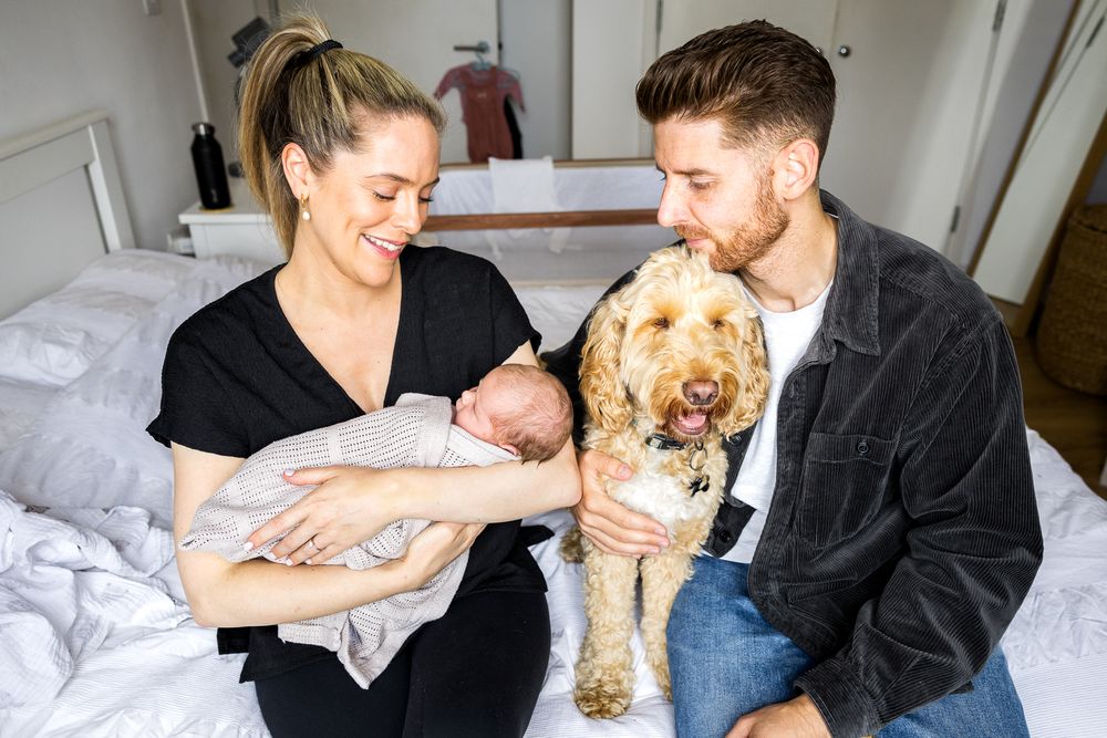 newborn photoshoot with a dog