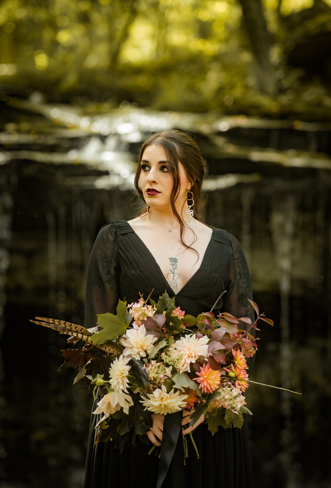 a portrait of a bride just before her wedding day, witchy vibes