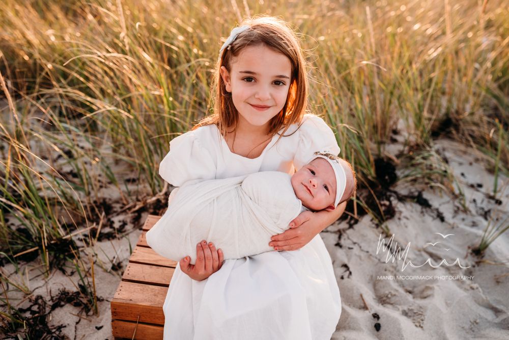 Baby and Child Family Photo on the beach on Cape Cod